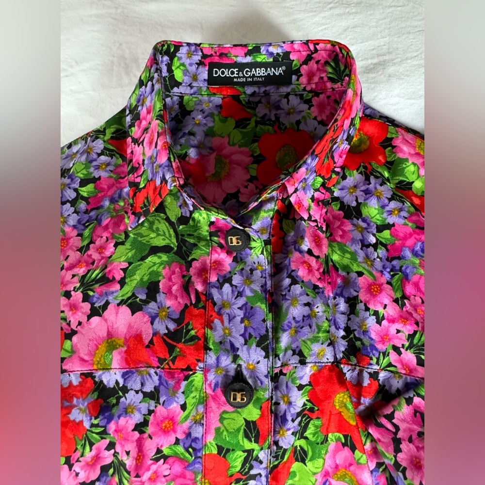 DOLCE & GABBANA MADE IN ITALY FLORAL MULTICOLOR 100% SILK SHIFT DRESS